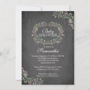 Convites Belo Chá de fraldas de Frame Floral Chalkboard