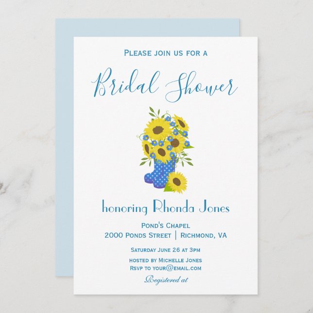 Convites Belo Chá de panela de girassol (Frente/Verso)