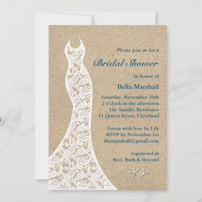 Convites Belo Chá de panela de praia Turquoise (Frente)