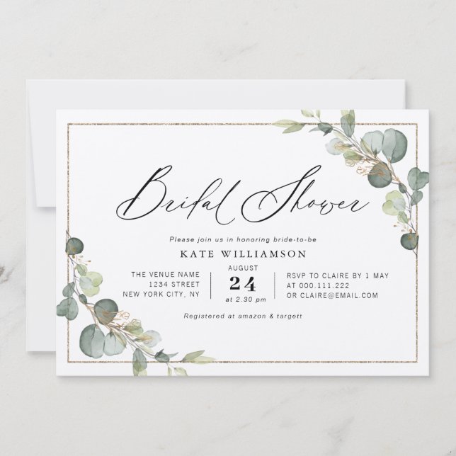 Convites belo chá de panela de quadro verde de script (Frente)