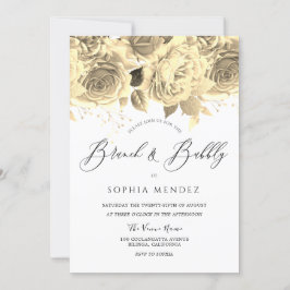 Convites Belo Chá de panela floral Dourado Brunbble