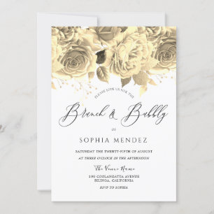 Convites Belo Chá de panela floral Dourado Brunbble