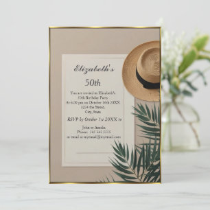Convites Belo chapéu de Verão de 50º creme de Festa de aniv