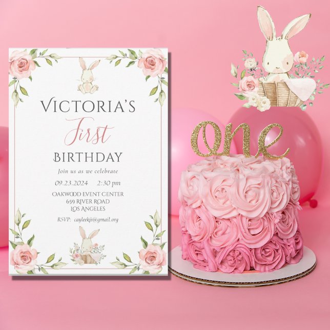 Convites Belo Coelhinho 1rua Primeira Festa de aniversário (Criador carregado)