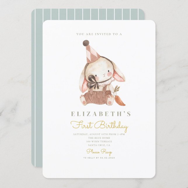 Convites Belo Coelhinho e Carrot Primeiro primeiro aniversa (Criador carregado)