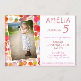 Convites Belo Colorido Boletins Girly Crianças Foto Anivers