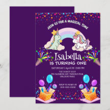 Belo Dinossauro Unicórnio Arco-Íris Aniversário do