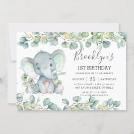 Convites Belo Elefante Verde Eucalyptus Aniversário