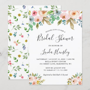 Convites Belo Elegance Watercolor Chá de panela Floral