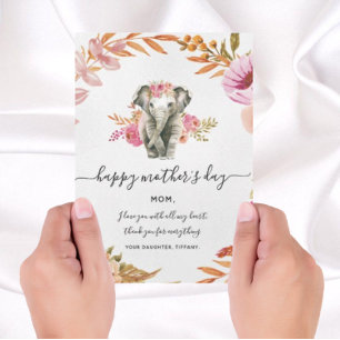 Convites Belo Feriado De Elefante E Flores De Aquarela