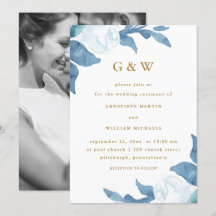 Belo Floral Azul com Casamento Fotográfico de Mono