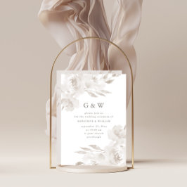 Convites Belo Floral Neutro com Casamento de Monogramas