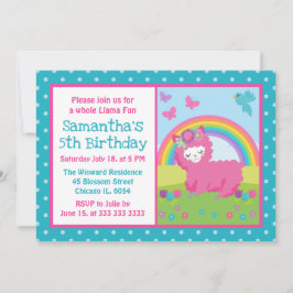 Convites Belo Floral Rosa Arco-Íris Lama Aniversário