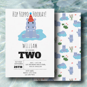 Convites Belo Hipopótamo Hip Hippo Hurra Aniversário de Cri