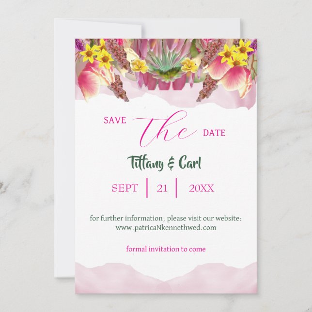 Convites Belo Jardim Botânico Floral Salva-A-Data (Frente)