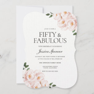 Convites Belo Laid Blush Rosa Elegante 50º Aniversário