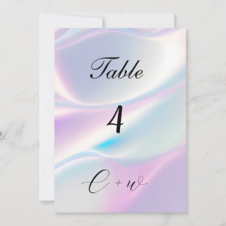 Convites Belo número da mesa de casamento iridescente.