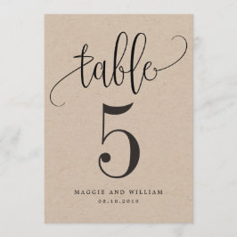 Convites Belo Número de Tabela de Caligrafia