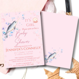 Convites Belo oceano Narwhal conchas baleeiras Chá de frald