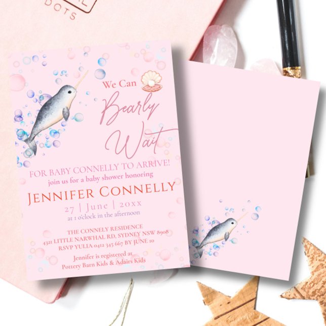 Convites Belo oceano Narwhal conchas baleeiras Chá de frald (Criador carregado)