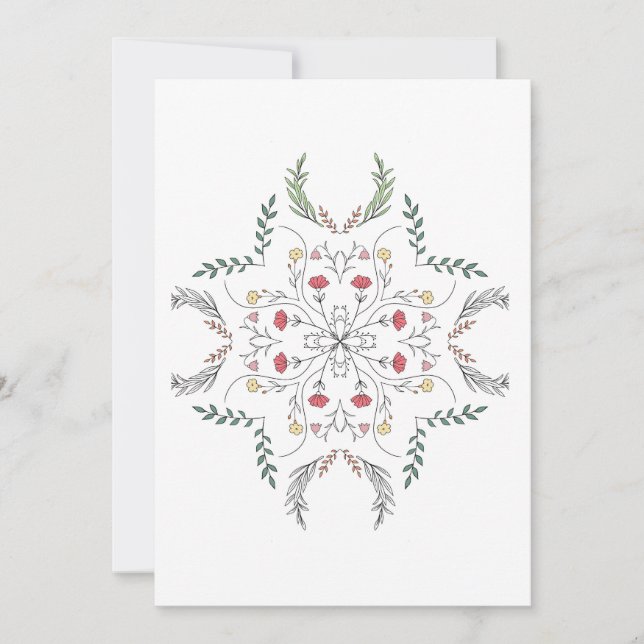 Convites Belo padrão de flores, mandala (Frente)