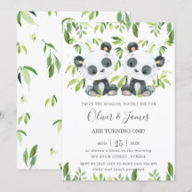 Belo Pandas Bamboo Greenery Twin Boys Aniversário