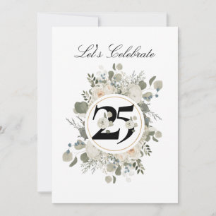 Convites Belo Pastel Floral 25 ANNIVERSARY