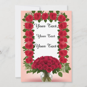 Convites Belo Quadro Floral com Rosas Vermelhas