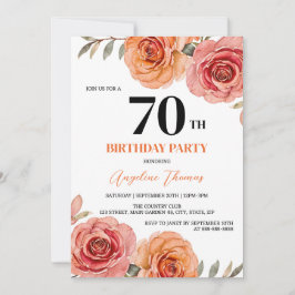 Convites Belo Rosa de Laranja Vermelho Aniversário