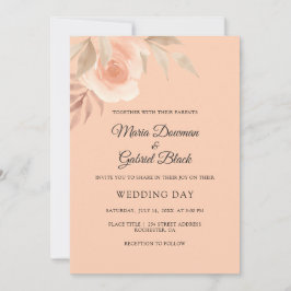 Convites Belo rosa de pêssego. Casamento de Garden Floral