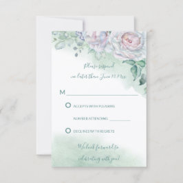 Convites Belo RSVP de Casamento de Rosa em Aquarela Delicad