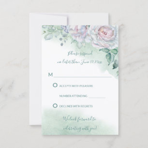Convites Belo RSVP de Casamento de Rosa em Aquarela Delicad