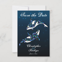 Convites Belo Save the Date de Casamento de Baleias Orca na