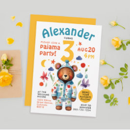 Convites Belo Urso Colorido Pajama Aniversário Aquarela