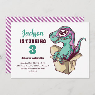 Convites Belo Velociraptor Em Caixas Crianças Dinossauro An