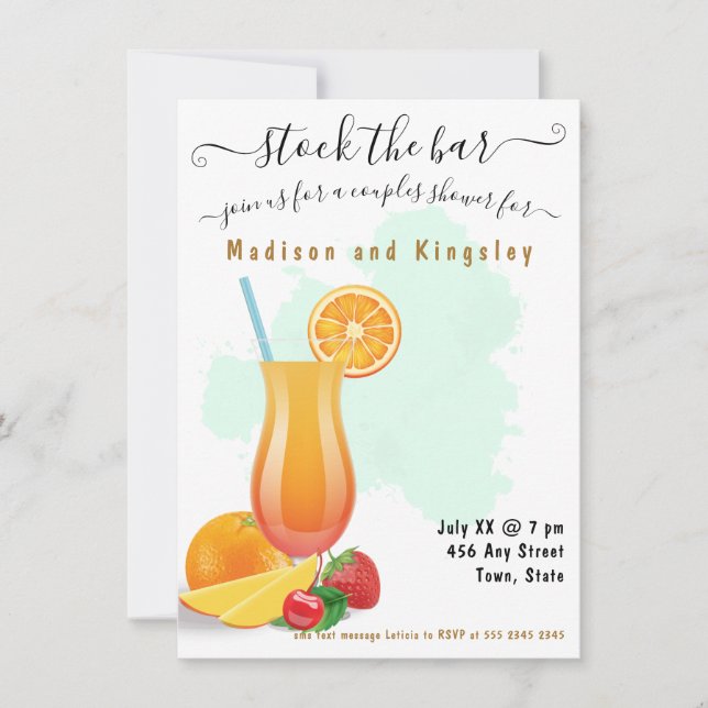 Convites Belo Verde limão Elegante Chá Boho (Frente)