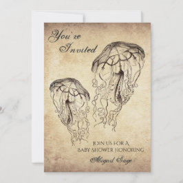 Convites Belo Vintage Jellyfish Chá de fraldas de praia