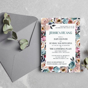 Convites Belos Blooms Floral Primavera Chá de fraldas