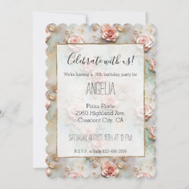 Convites Belos Rosas Românticos Cinza Rosa Românticos