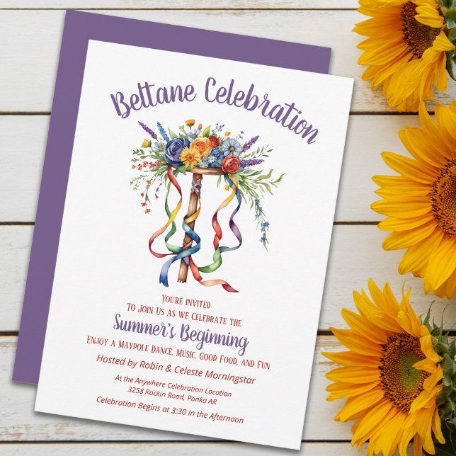 Convites Beltane Maypole Summer Floral Sabbat Party (Beltane Maypole Summer Floral Sabbat Party Invitation by the Pagan Holidays shop)