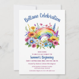 Convites Beltane Summer Floral Rainbow Sabbat Party