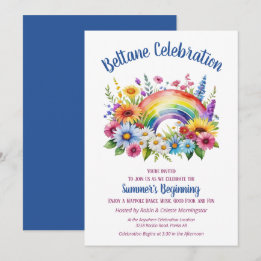 Convites Beltane Summer Floral Rainbow Sabbat Party