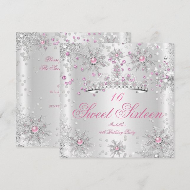 Convites Bem Doce 16 Rosa Branco Natal Mágico (Frente/Verso)