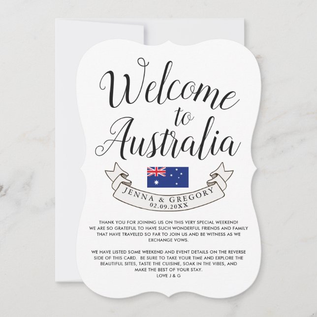 Convites Bem-vindo à Austrália | Destino Casamento Personal (Frente)