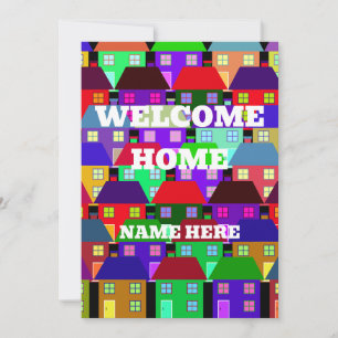 CONVITES BEM-VINDO A CASA CASAS COLORIDAS PERSONALIZADAS