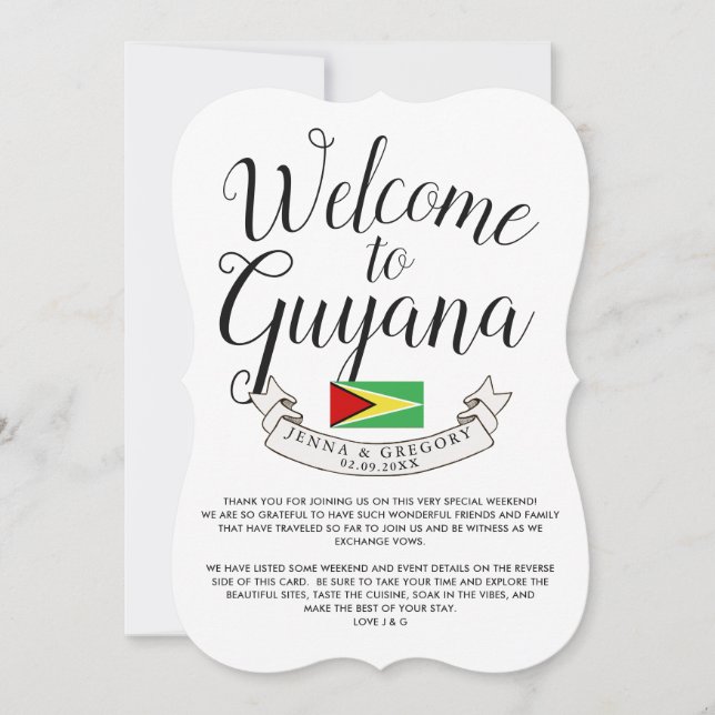 Convites Bem-vindo à Guiana | Personalização de Casamento d (Frente)
