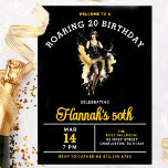 Convites Bem-vindo a uma Festa de aniversário do Roaring 20<br><div class="desc">O Convite de aniversário Chic Roaring 20 apresenta uma garota flapper dançando no centro. O esquema arrojado,  arrojado,  negro,  dourado e branco é seguro para gerar entusiasmo quando seus convidados receberem seu convite.</div>