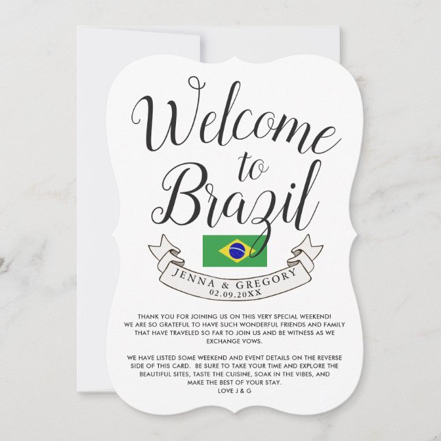 Convites Bem-vindo ao Brasil | Personalizado de Casamento d (Frente)