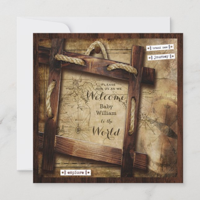 Convites Bem-vindo ao Chá de fraldas do Mundo (Frente)