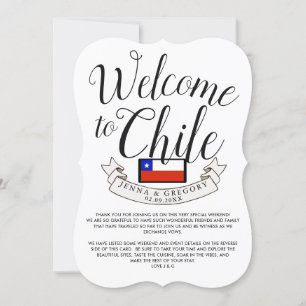 Convites Bem-vindo ao Chile  Personalização de Casamento 